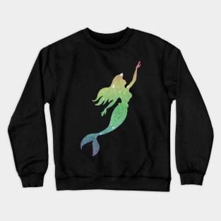 Rainbow Ombre Faux Glitter Mermaid Silhouette Crewneck Sweatshirt